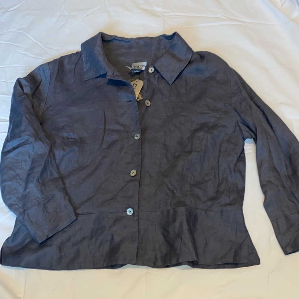 NWT Chicos Linen Ease Vanessa 3/4 Jacket sz 2, Color: Stucco